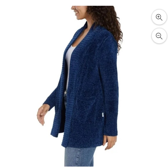 Orvis Blue Cardigan Sweater Chunky Knit Open Front - Picture 2 of 3